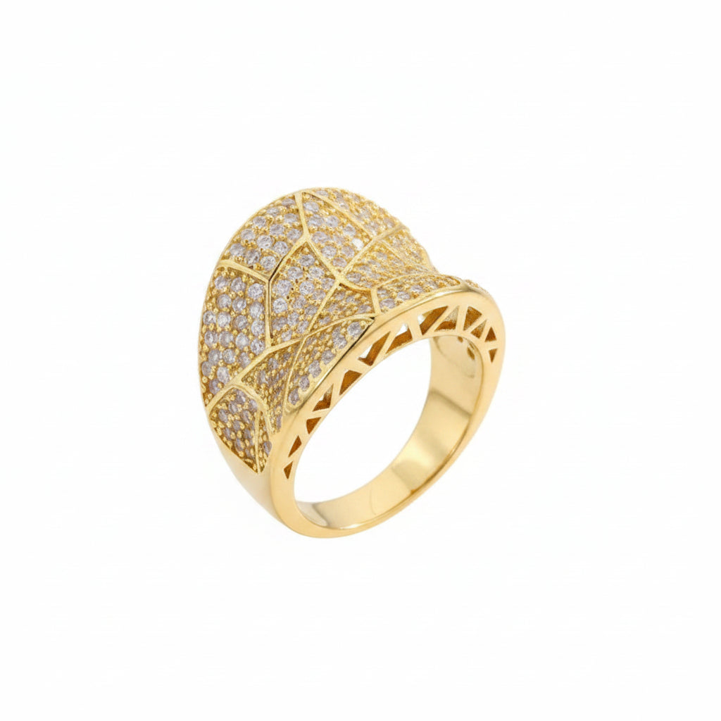 Riviera Geometric Micro-Pavé Lattice Cocktail Ring