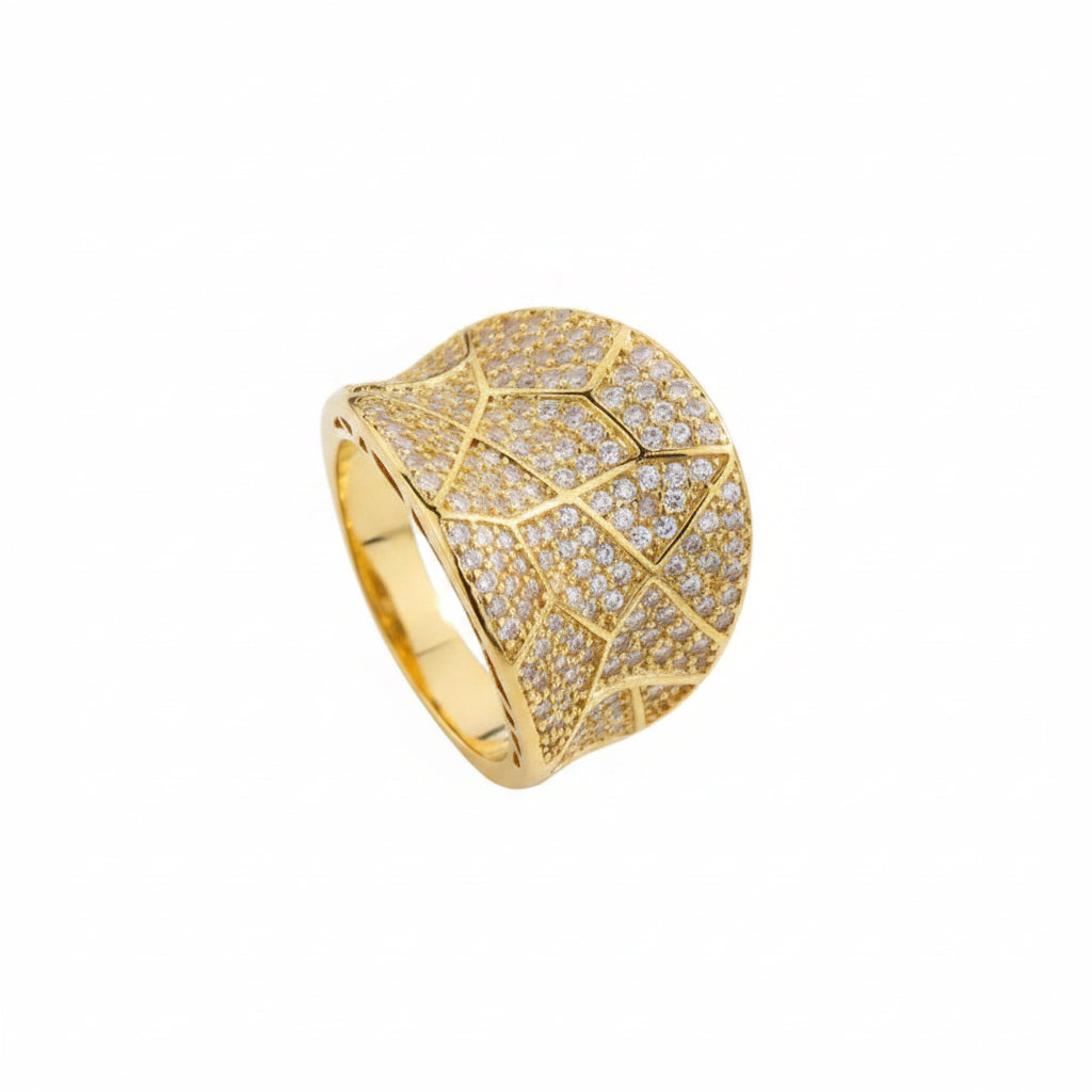 Riviera Geometric Micro-Pavé Lattice Cocktail Ring
