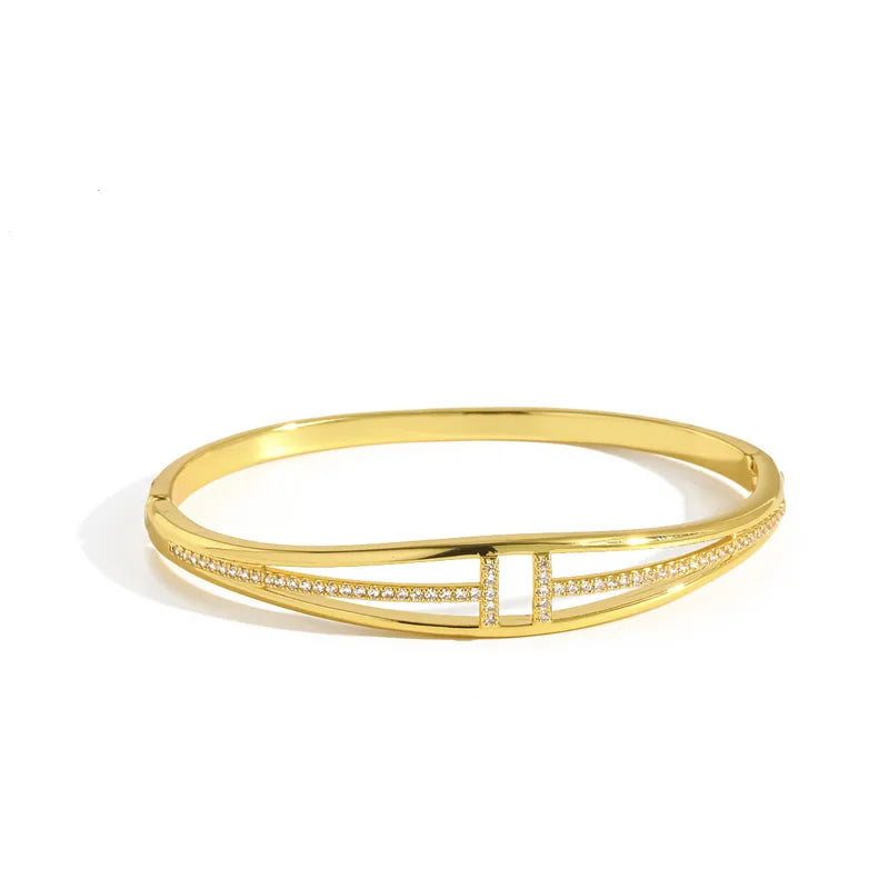 The Diana Fluted Geometric Zircon Bangle