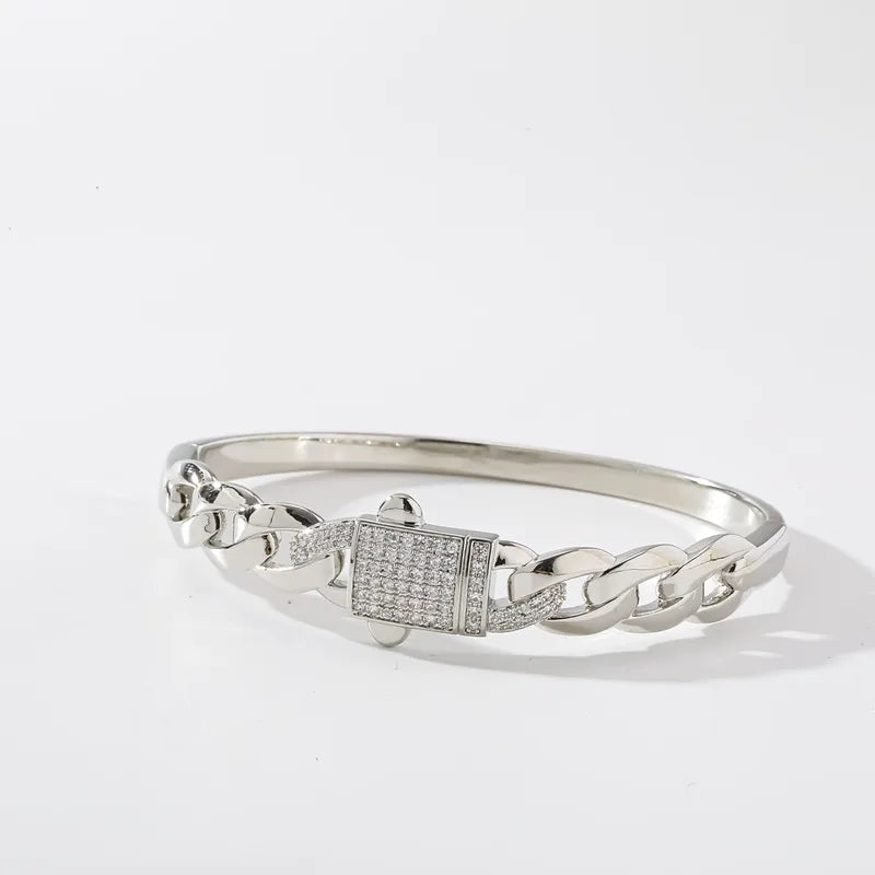 The Nexus Platinum-Tone Zircon Emblem Bangle