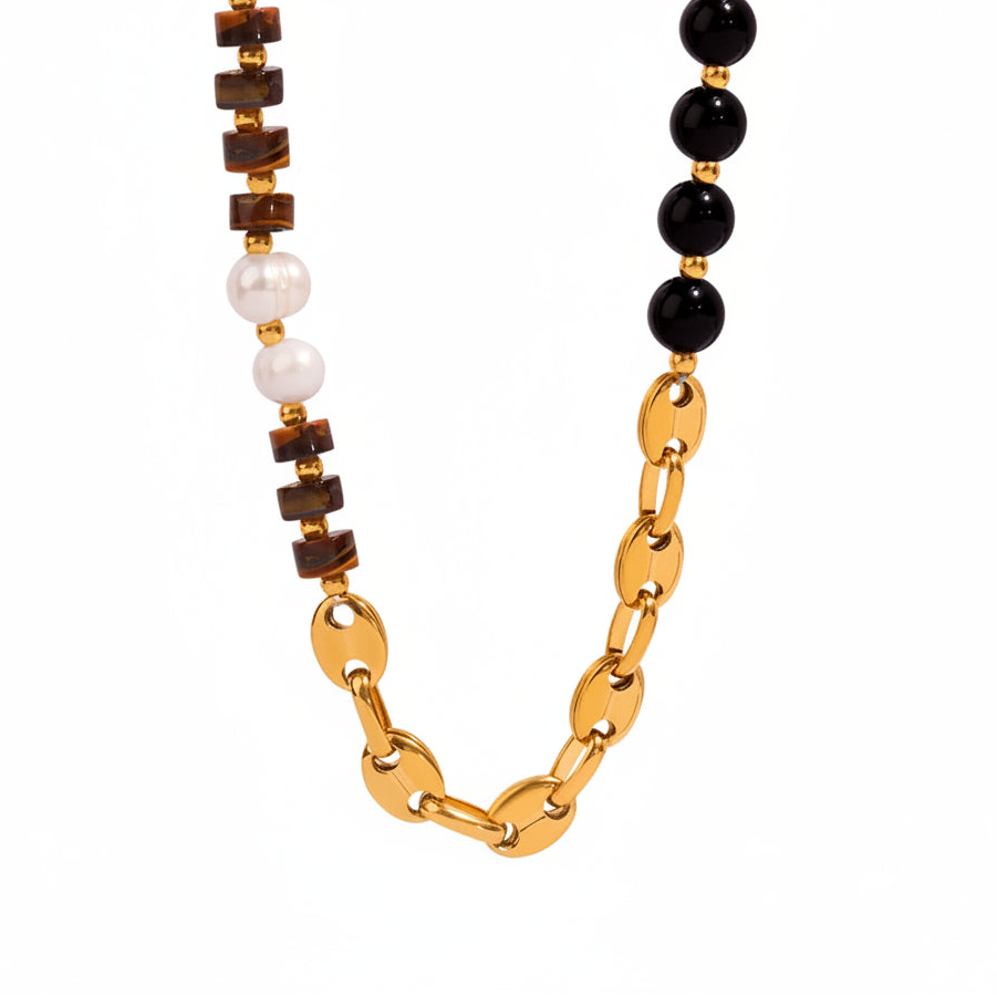 The Aurelia Asymmetric Marine Link & Mixed Gemstone Necklace
