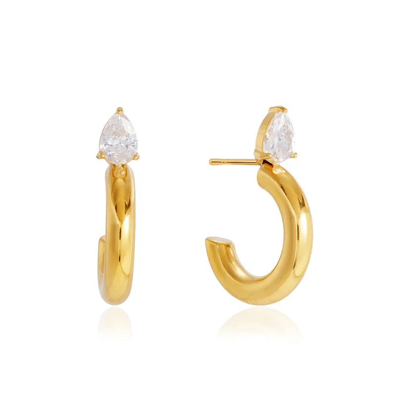 The Aurelia Pear-Cut Crystal & Chunky C-Hoop Earrings
