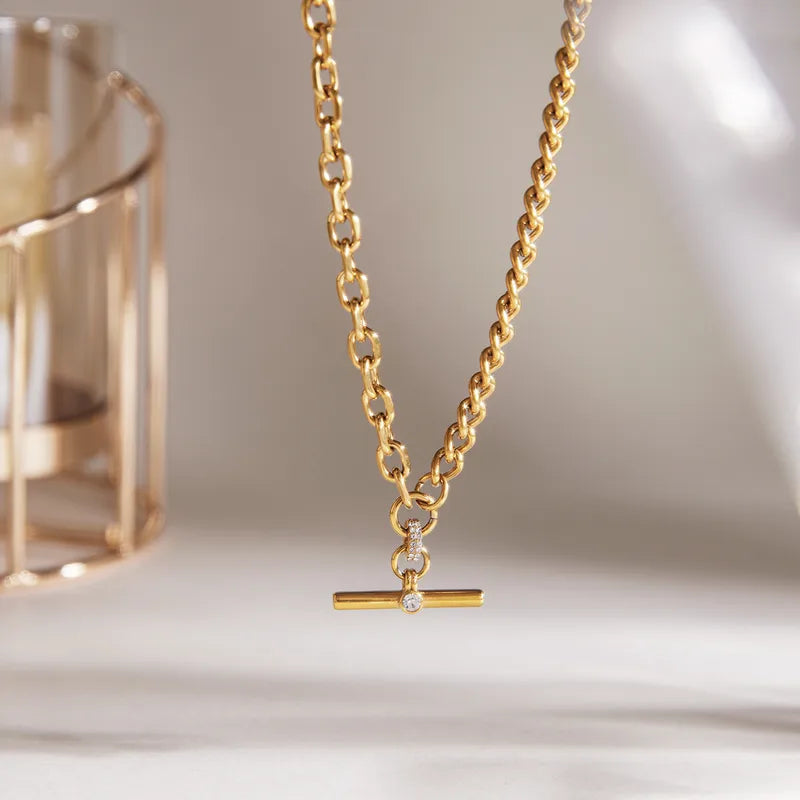 The Essential 18K Gold Stainless Steel T-Bar Cuban Chain