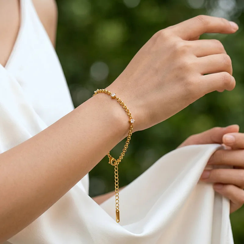The Celeste Rhinestone Station Chain Bracelet