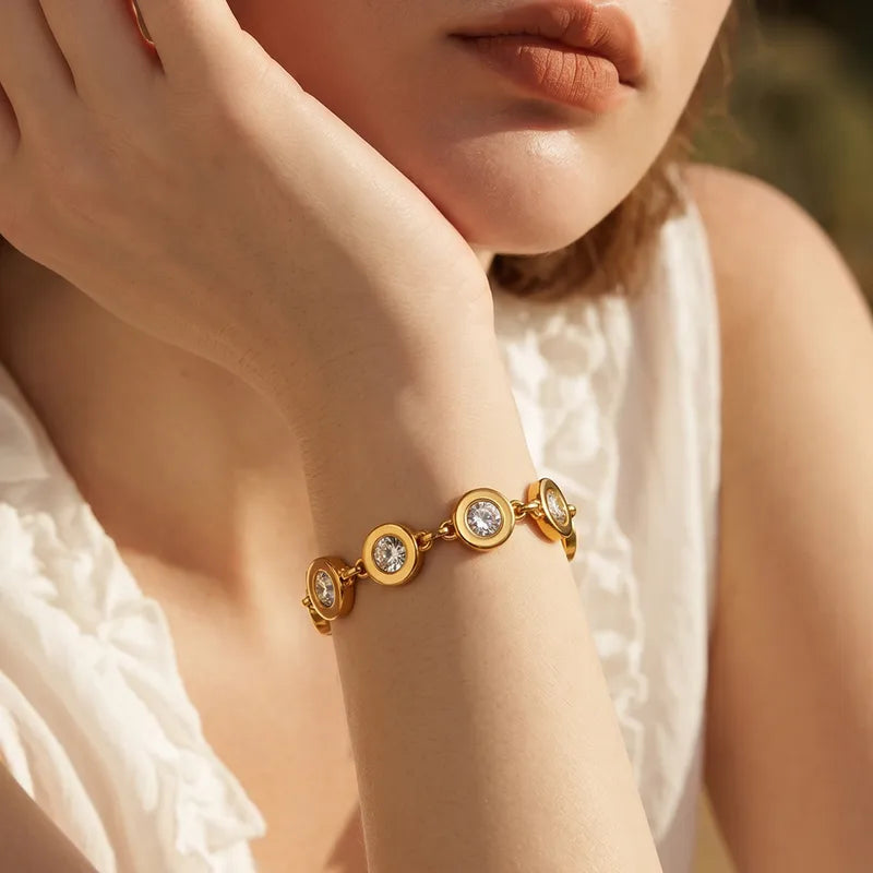 The Aurelia Chunky Round Zircon Statement Bracelet