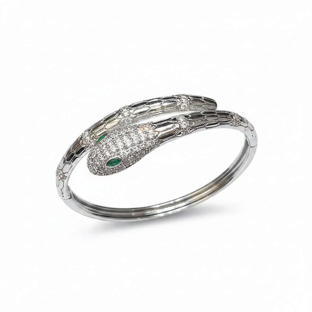 The Cleo Pave Zircon Serpent Bypass Bangle