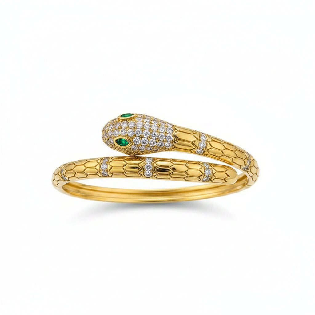 The Cleo Pave Zircon Serpent Bypass Bangle