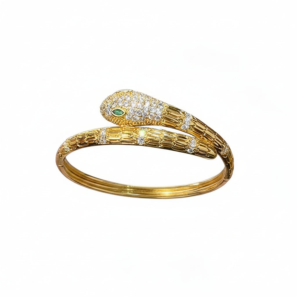 The Cleo Pave Zircon Serpent Bypass Bangle