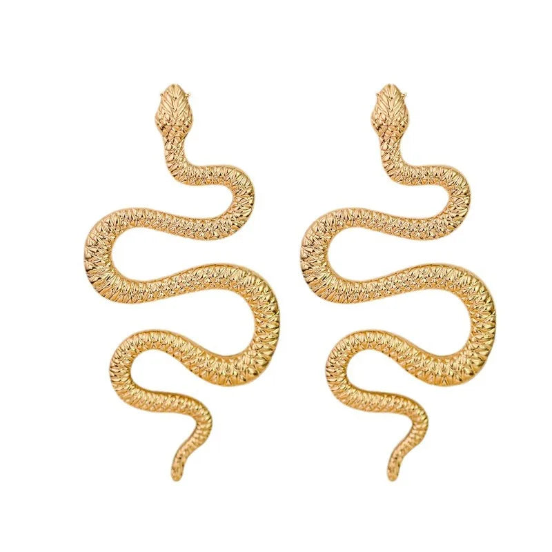 Exaggerated Vintage Zodiac Snake Drop Studs