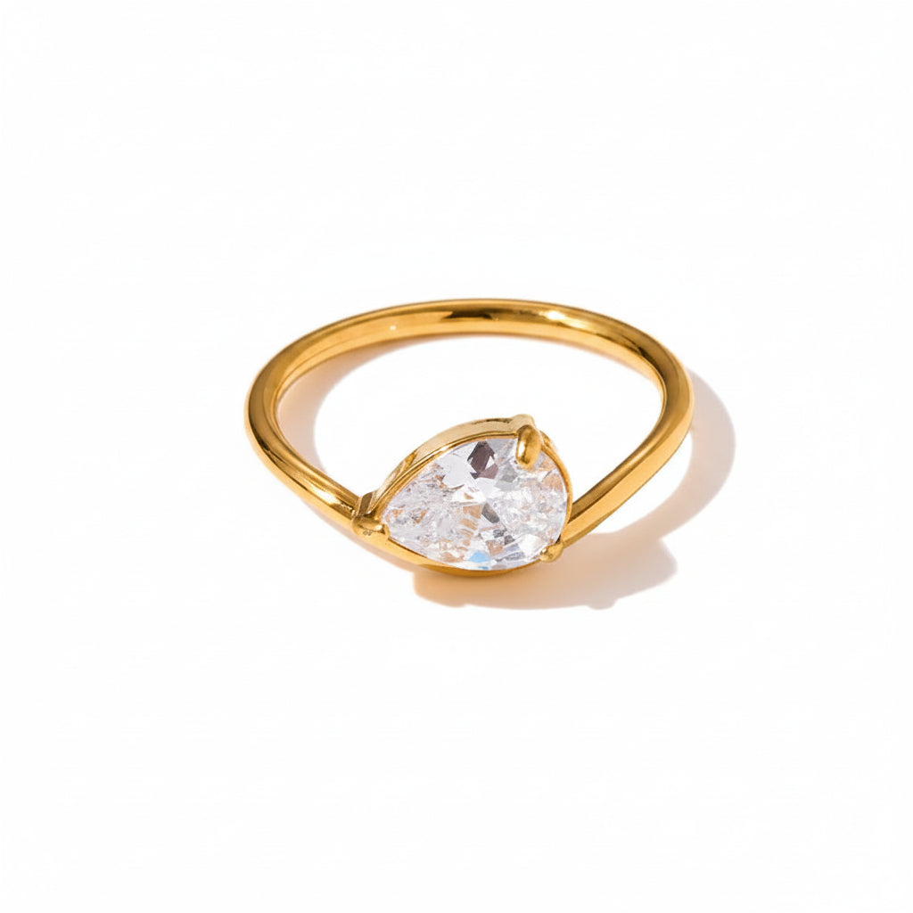 The Aura Waterproof 18K Gold Plated Zircon Geometric Stacking Ring