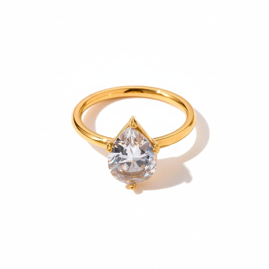 The Aura Waterproof 18K Gold Plated Zircon Geometric Stacking Ring
