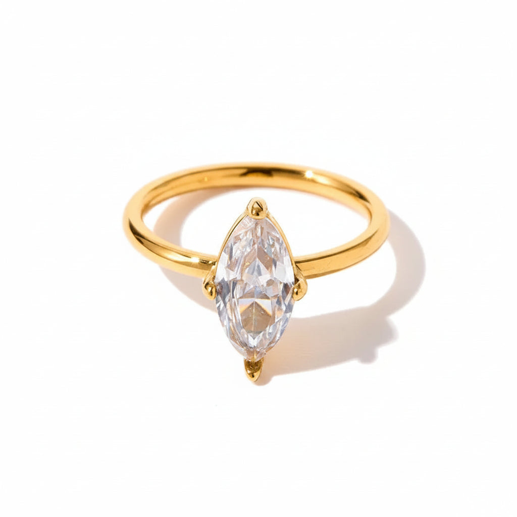 The Aura Waterproof 18K Gold Plated Zircon Geometric Stacking Ring