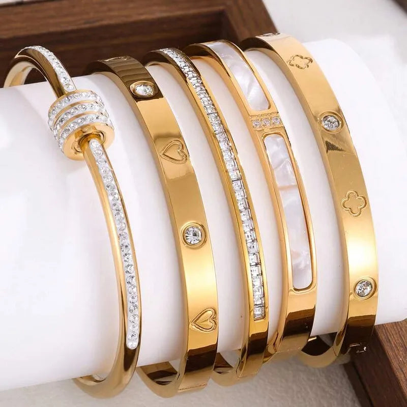The Aura Zircon Bangle | 18K Gold Plated Stackable Set of 5
