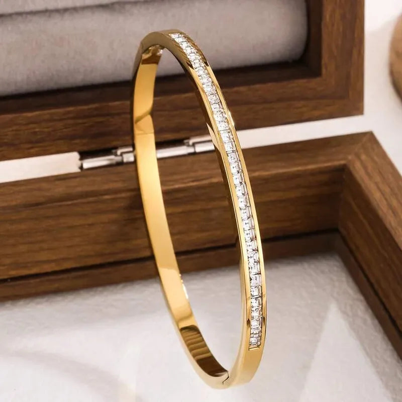 The Aura Zircon Bangle | 18K Gold Plated Stackable Set of 5