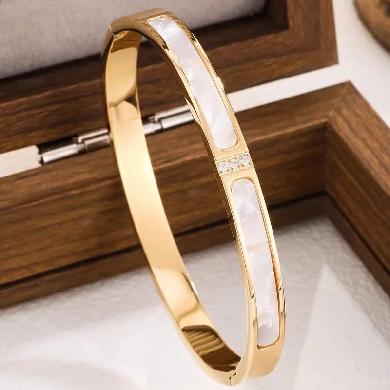 The Aura Zircon Bangle | 18K Gold Plated Stackable Set of 5