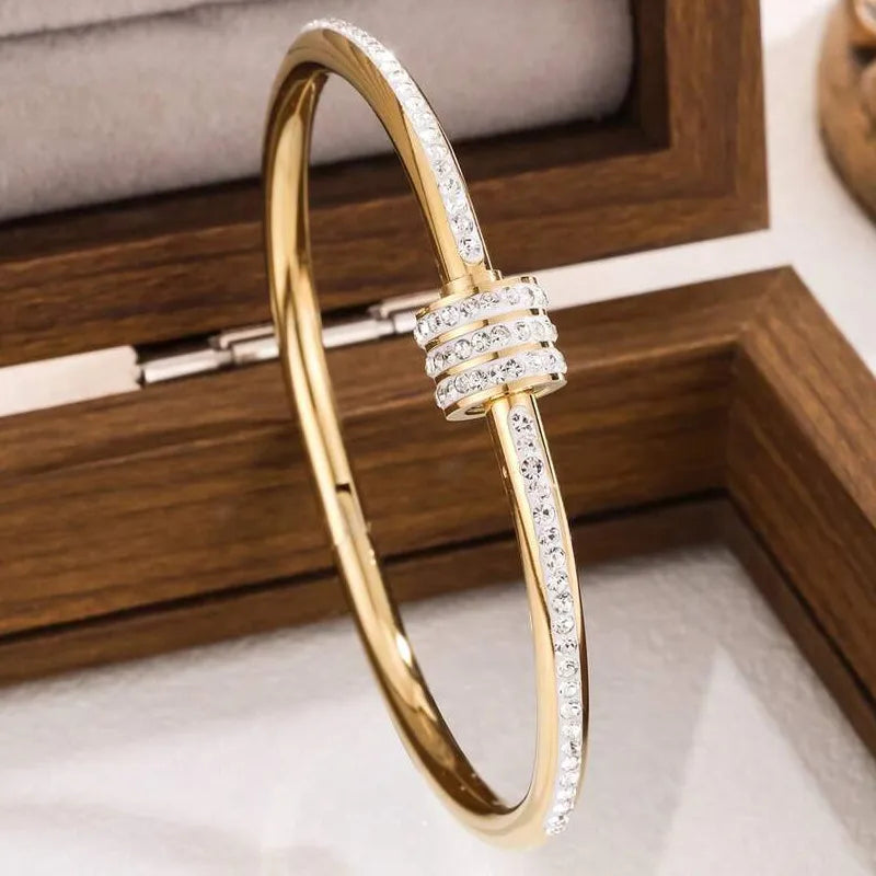 The Aura Zircon Bangle | 18K Gold Plated Stackable Set of 5