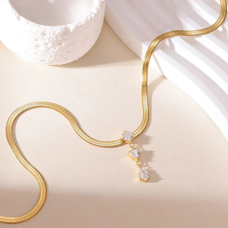 Tarnish-Free 18K Gold PVD Snake Bone Crystal Pendant