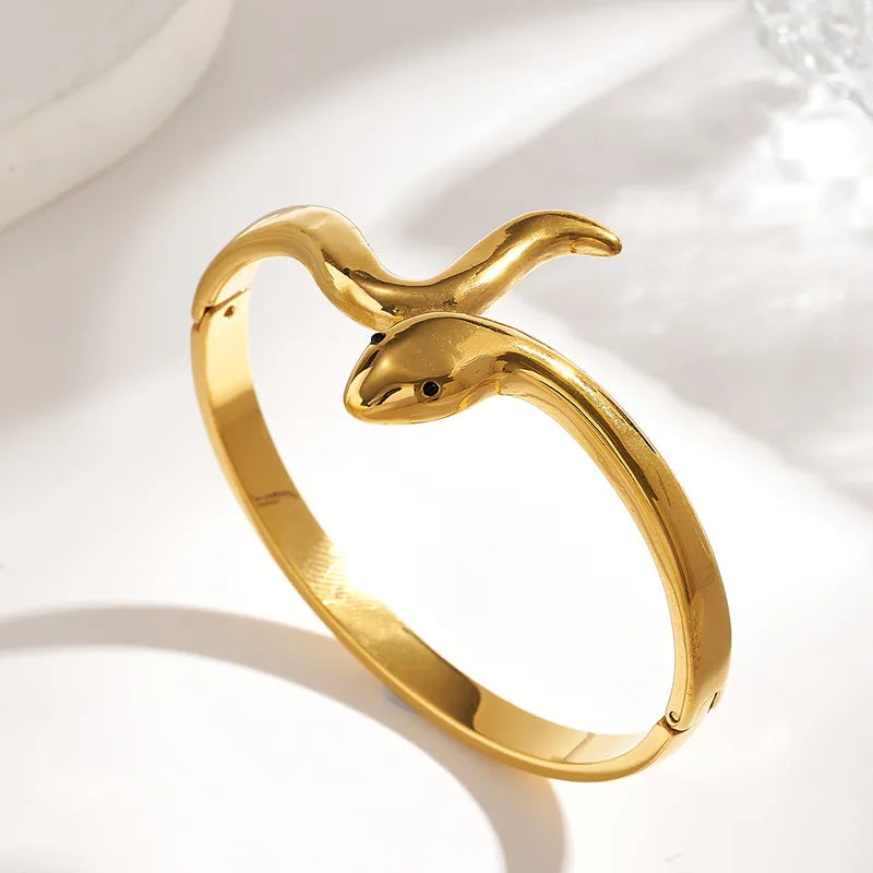 The Sovereign Serpent Bangle | 18K Gold PVD