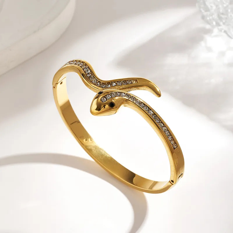 The Sovereign Serpent Bangle | 18K Gold PVD