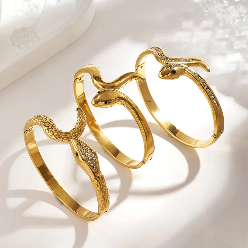The Sovereign Serpent Bangle | 18K Gold PVD