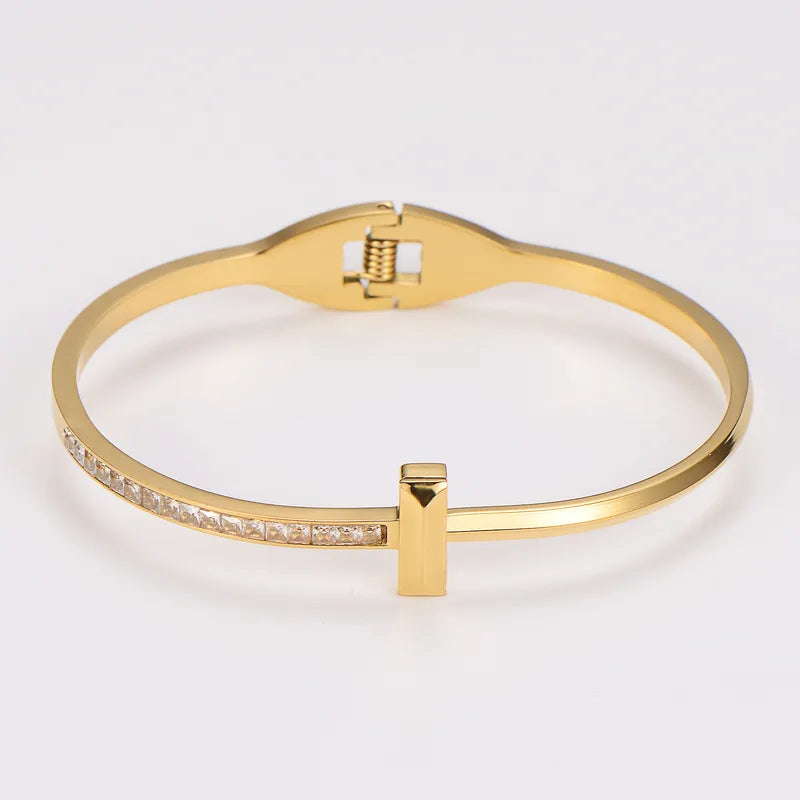 The Avenue Non-Tarnish Hexagon Statement Bangle