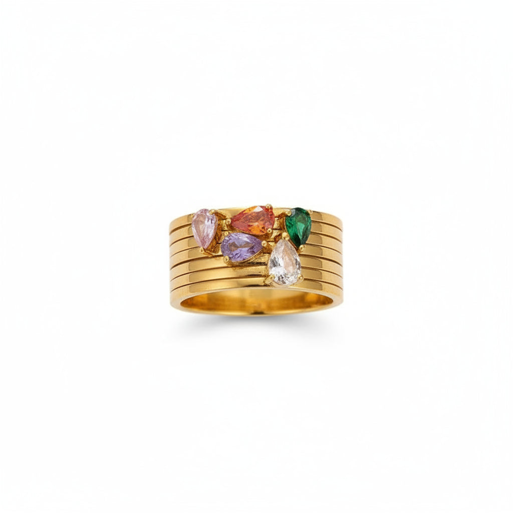 The Aurelia Waterproof 18K Gold Multi-Layer Crossover Ring