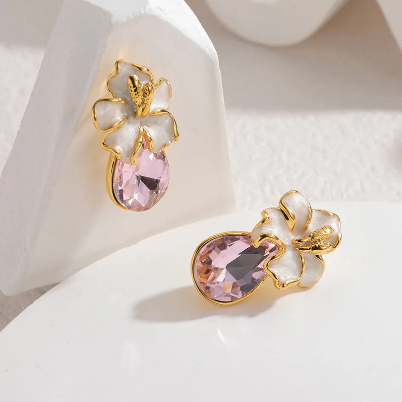 Tarnish-Free Irregular Water-Drop Pink Zircon Statement Drops
