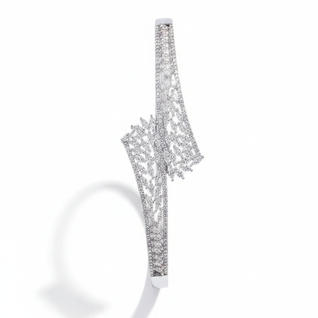 Sylvia Floating Crystal Leaf Cluster Statement Cuff