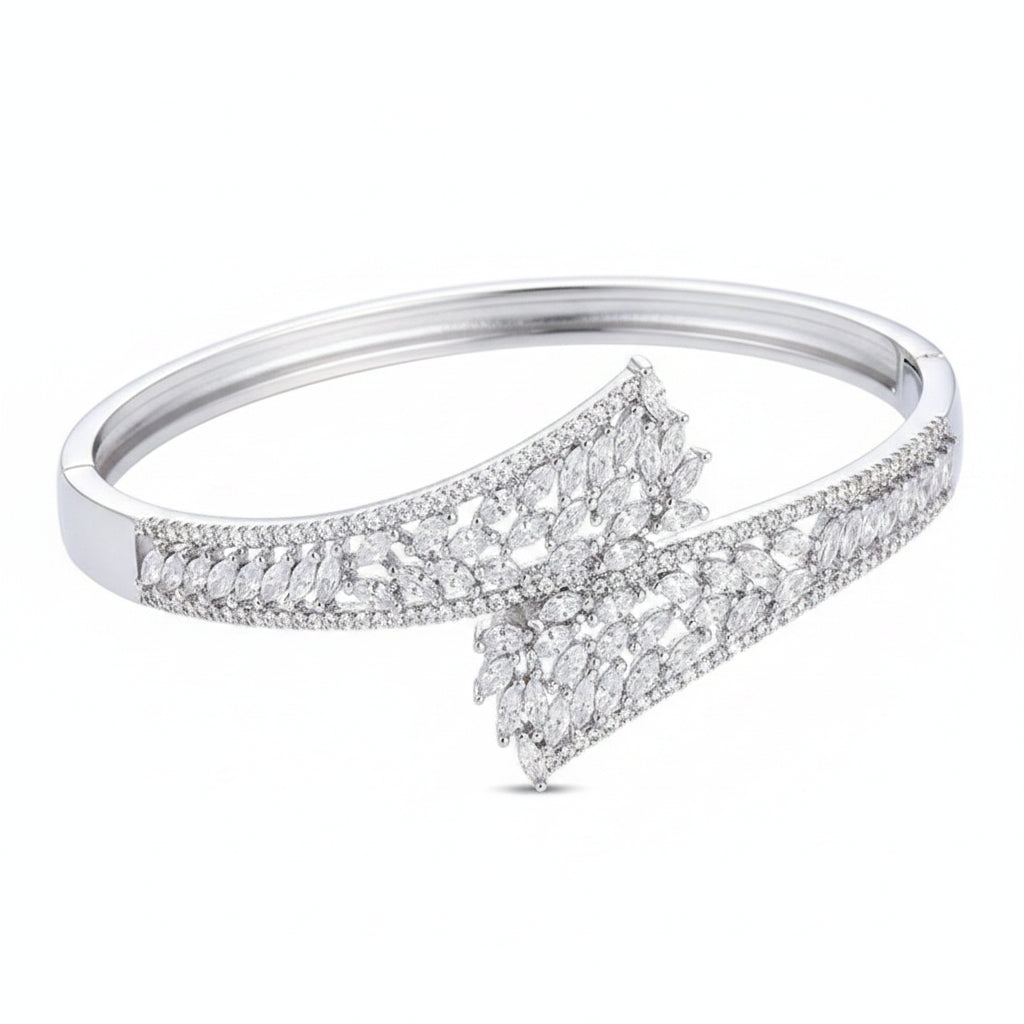 Sylvia Floating Crystal Leaf Cluster Statement Cuff