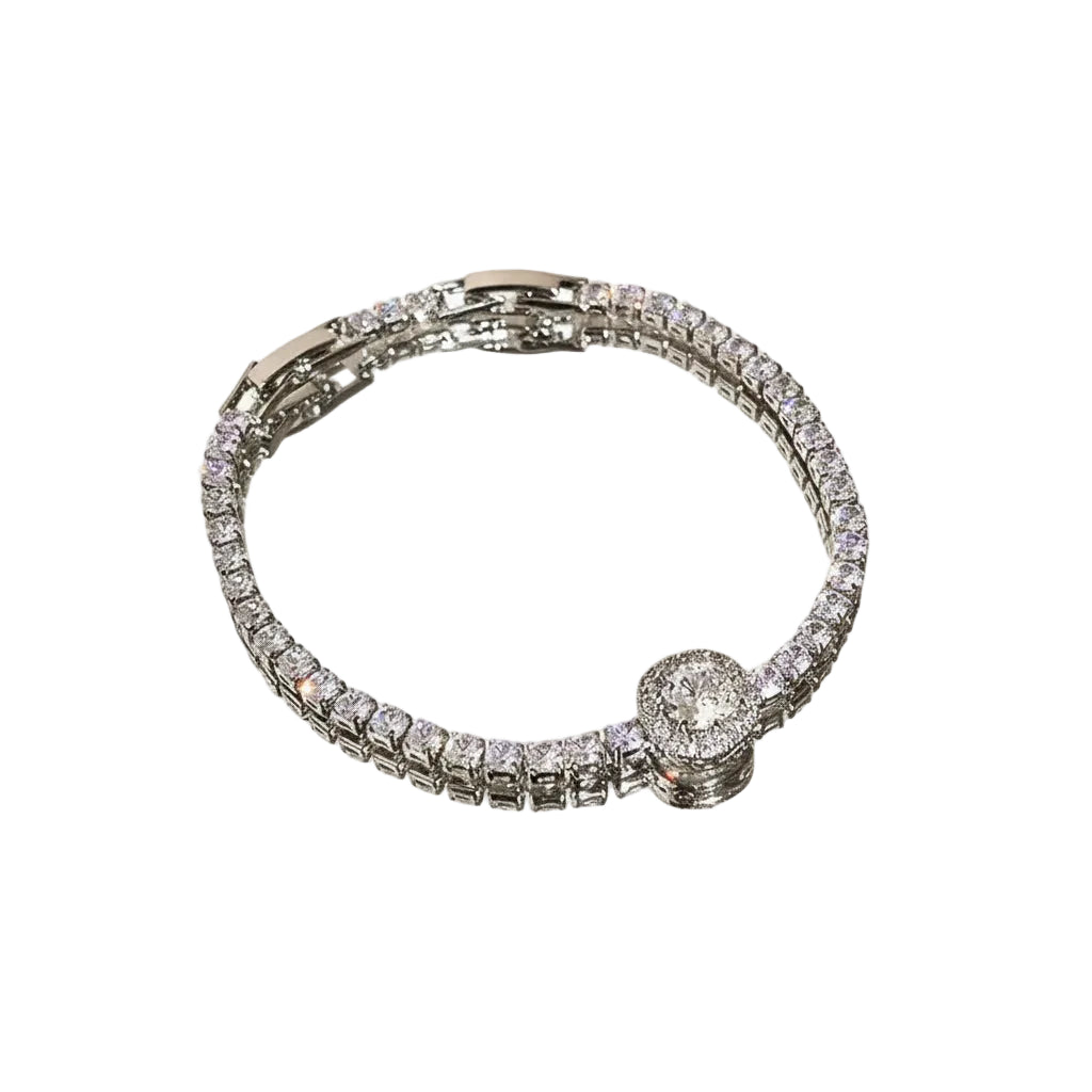 Amour Delicate Electroplated Round Pave Statement Bracelet