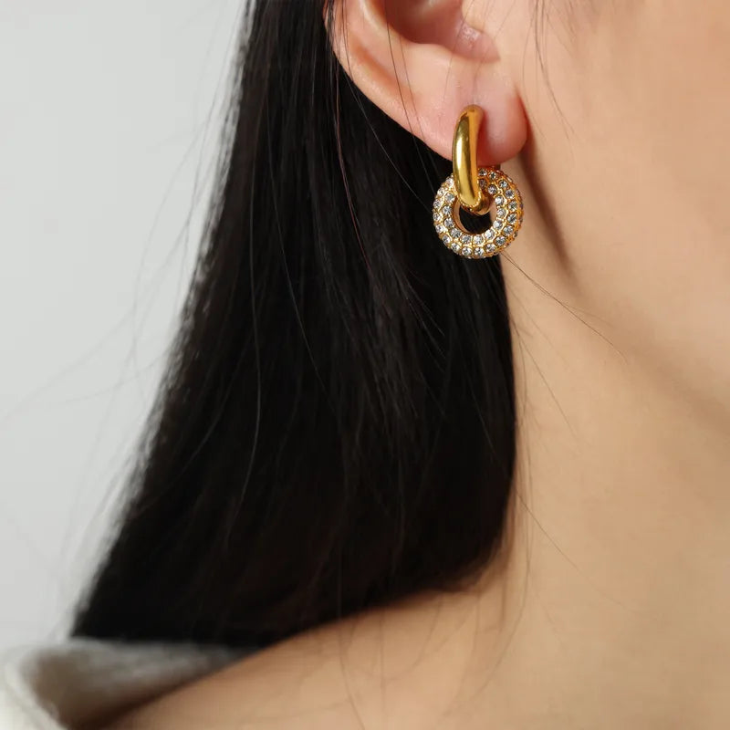 The Diana 18K Gold Plated Waterproof Crystal Chunky Hoops
