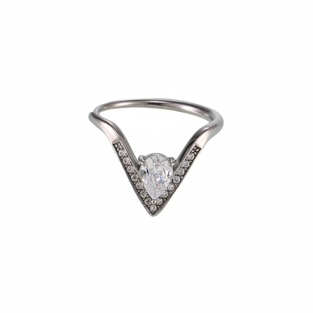 The Iris Waterproof 18K Gold Rainbow V-Shape Wishbone Ring