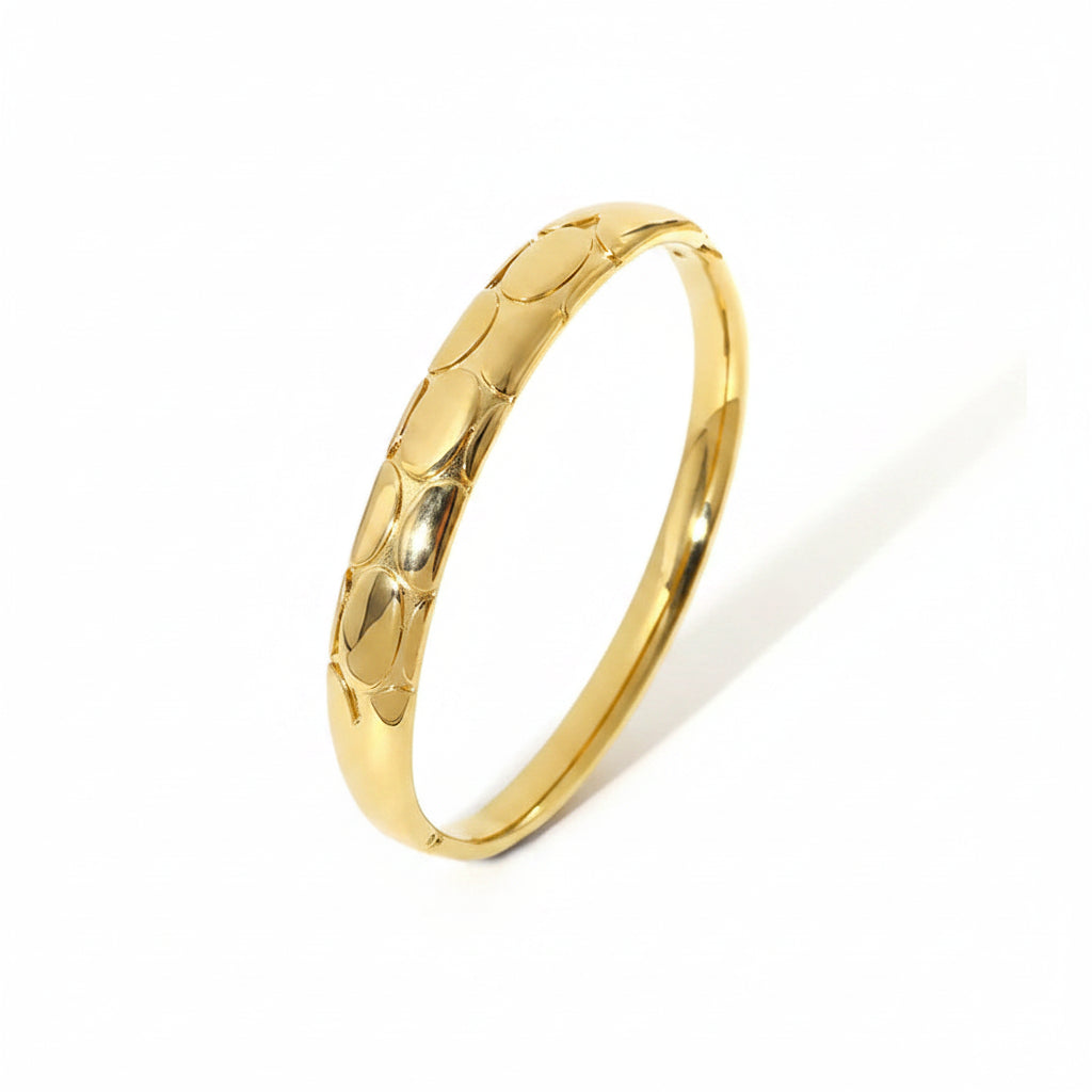 The Marina Chunky Scale Bangle | 18K Gold PVD