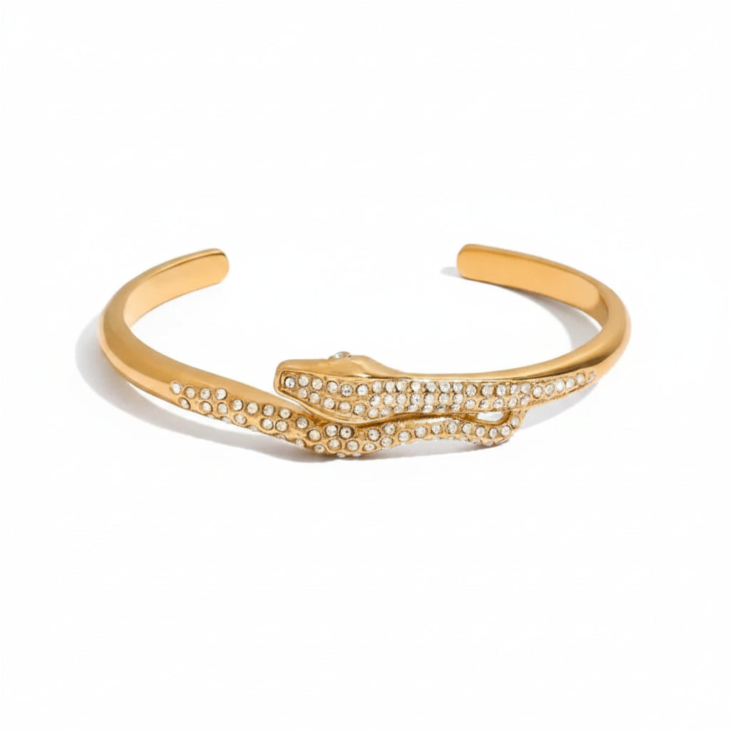 Abstract Fluid Geometric Snake Non-Tarnish Cuff Bracelet