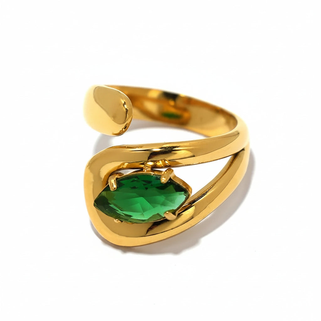 The Aurelia Gold PVD Coated Triple Row Rhinestone Inlay Ring