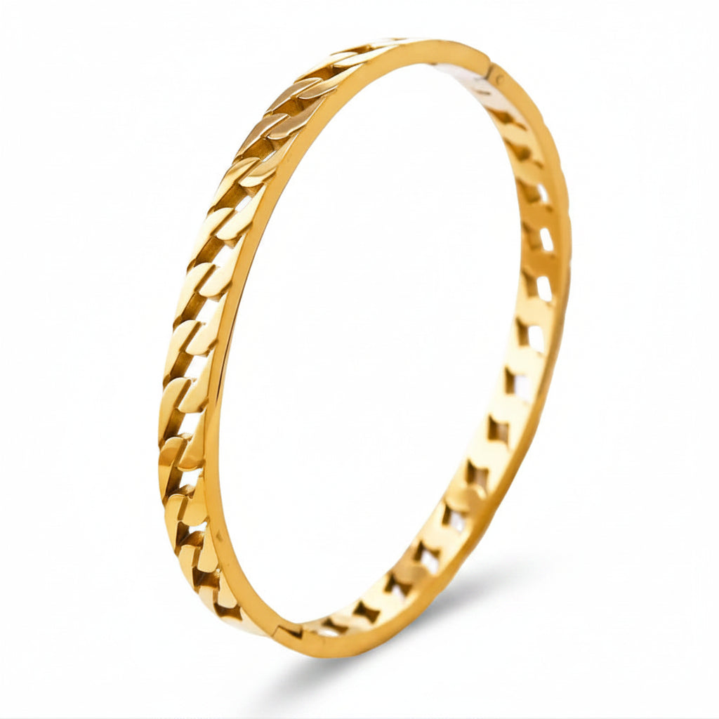 The Serene Triangle Pavé Bangle | 18K Gold Plated