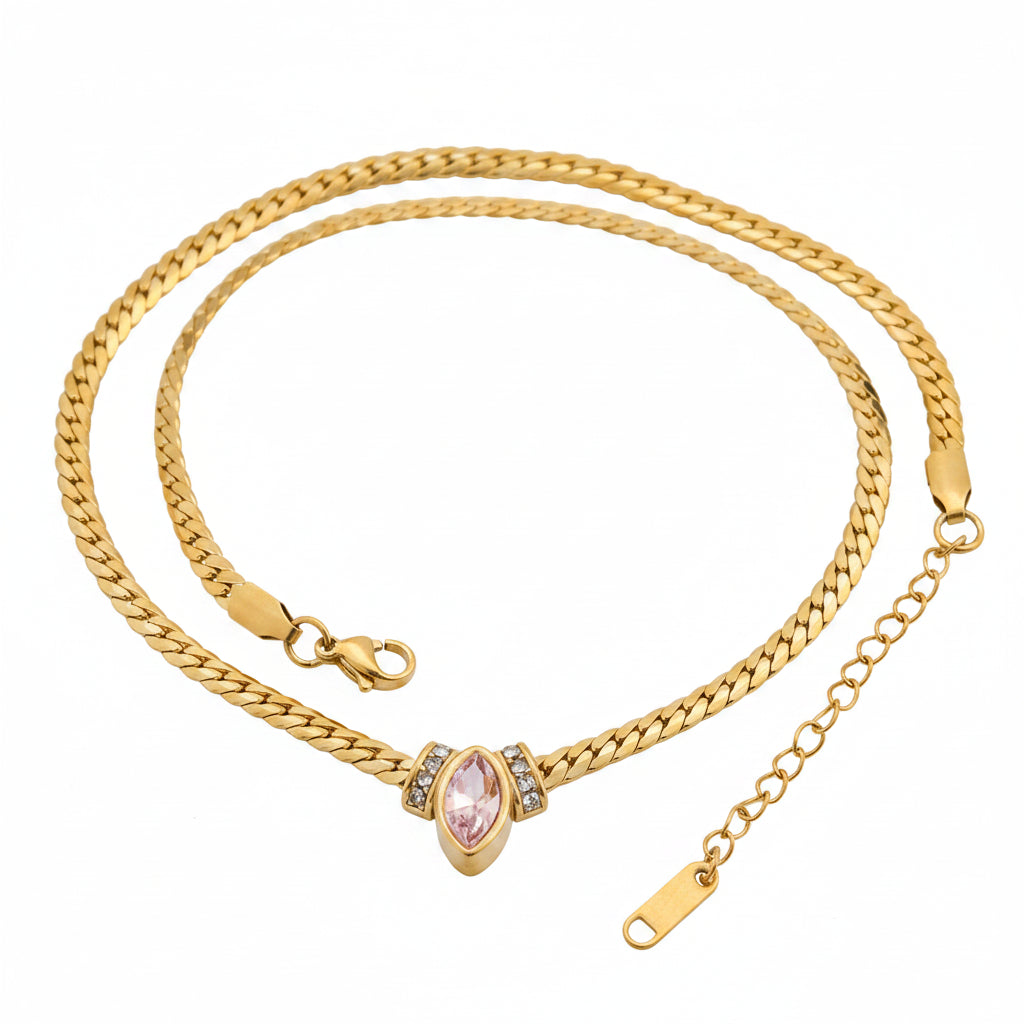 The Alba Petite Micro-Pavé Barrel Necklace