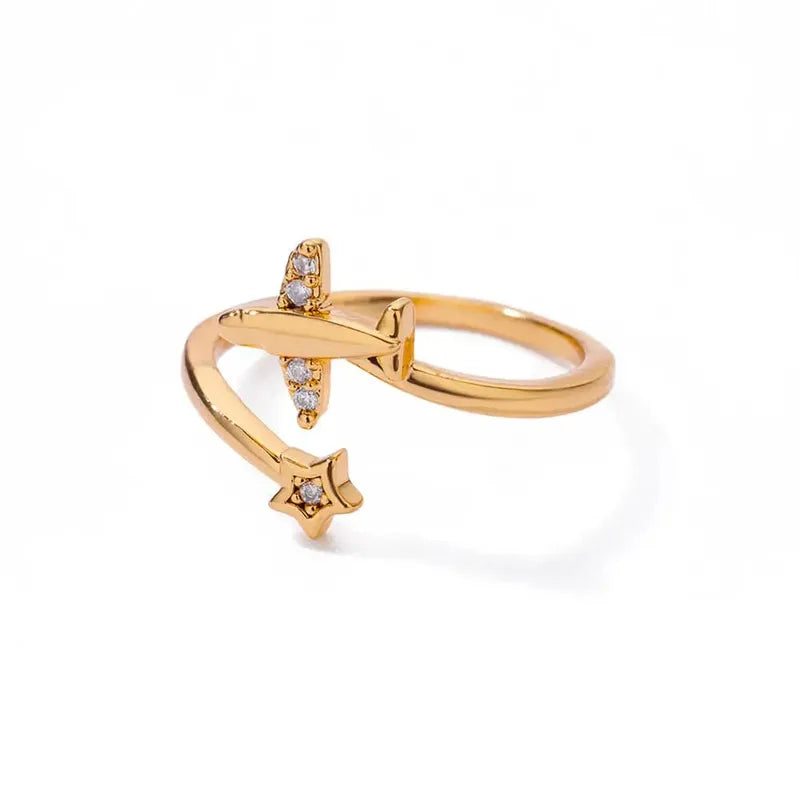 The Papillon Gold PVD Coated Micro-Pave Zircon Open Band
