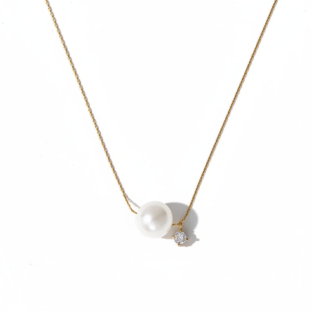 Dainty Bow Knot Stainless Steel Pearl Drop Pendant Choker