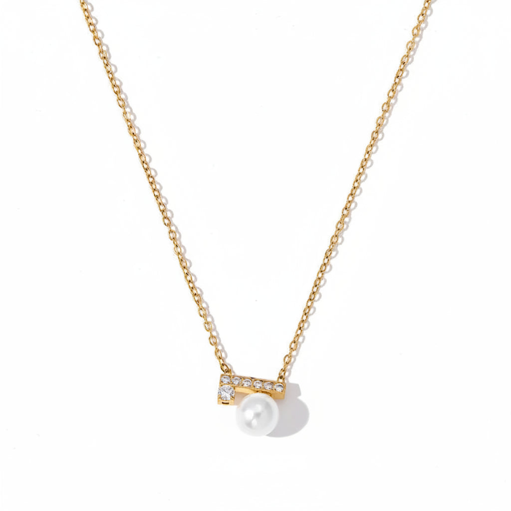Dainty Bow Knot Stainless Steel Pearl Drop Pendant Choker