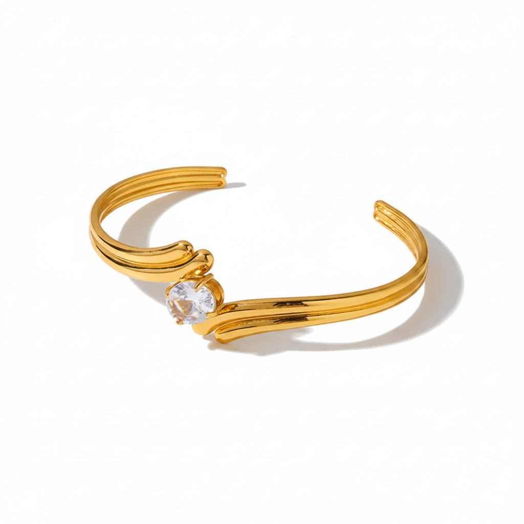 The Clara Wavy Geometric Cuff Bangle