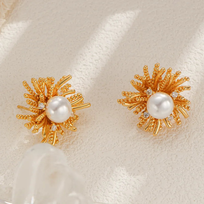 The Aurelia Waterproof Baroque Pearl Sunburst Studs