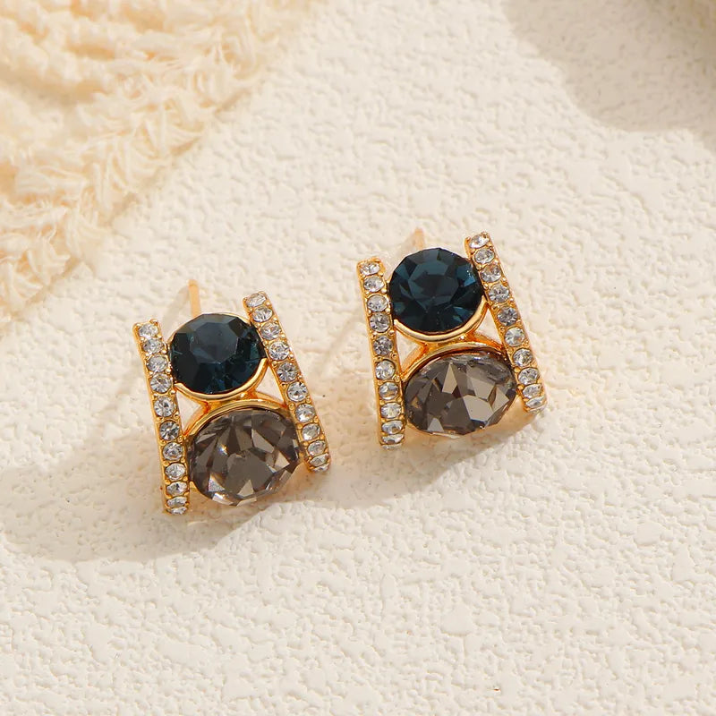 Tarnish-Free Gold Halo Trimmed Dual Gemstone Earrings