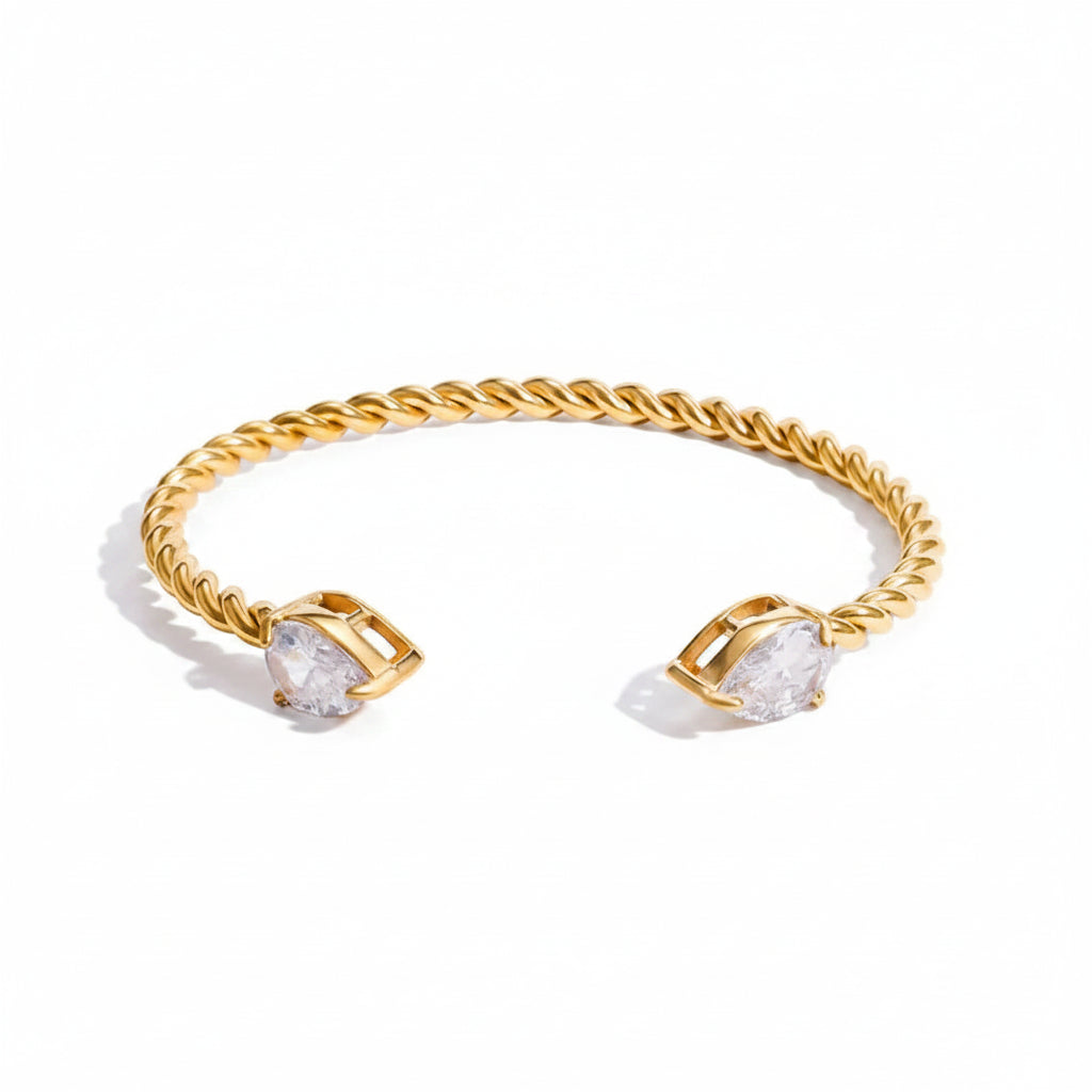 Amour Vintage Non-Tarnish Rounded Geometric Rhinestone Bracelet