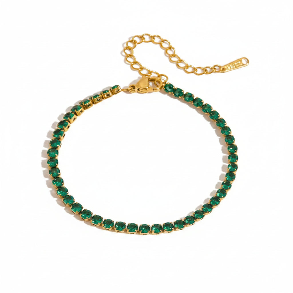Malachite-Green Non-Tarnish Delicate Geometric Stacking Chain