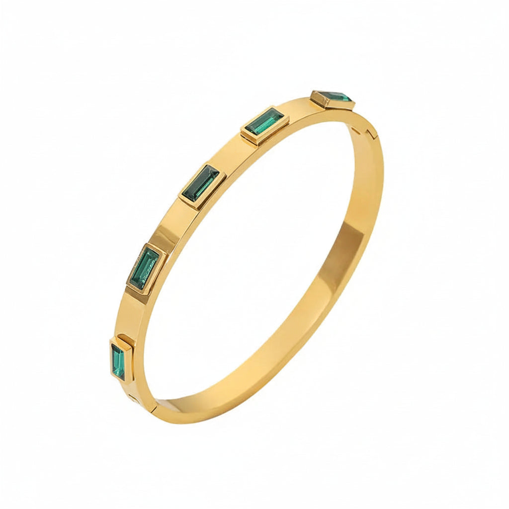 Malachite-Green Non-Tarnish Delicate Geometric Stacking Chain