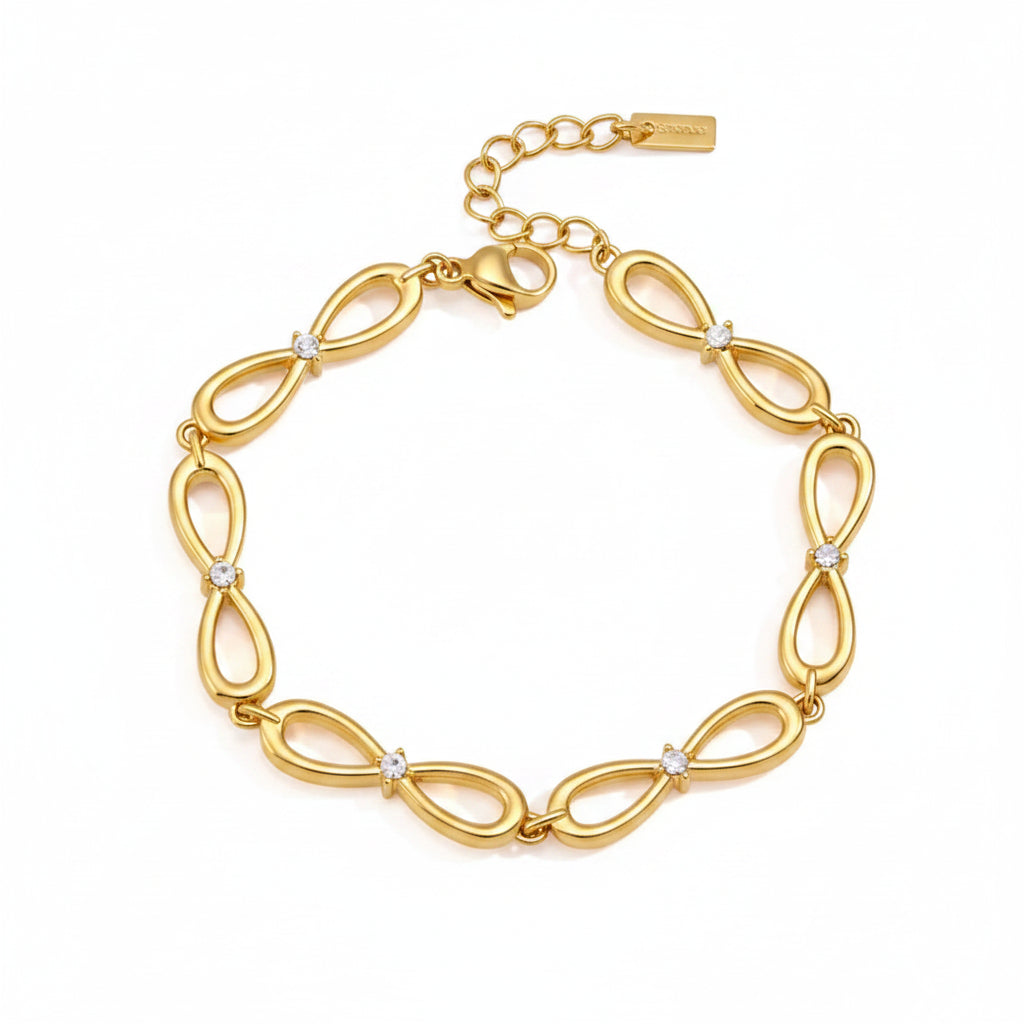The Celine Waterproof 18K Gold Geometric Zircon Chain Bracelet