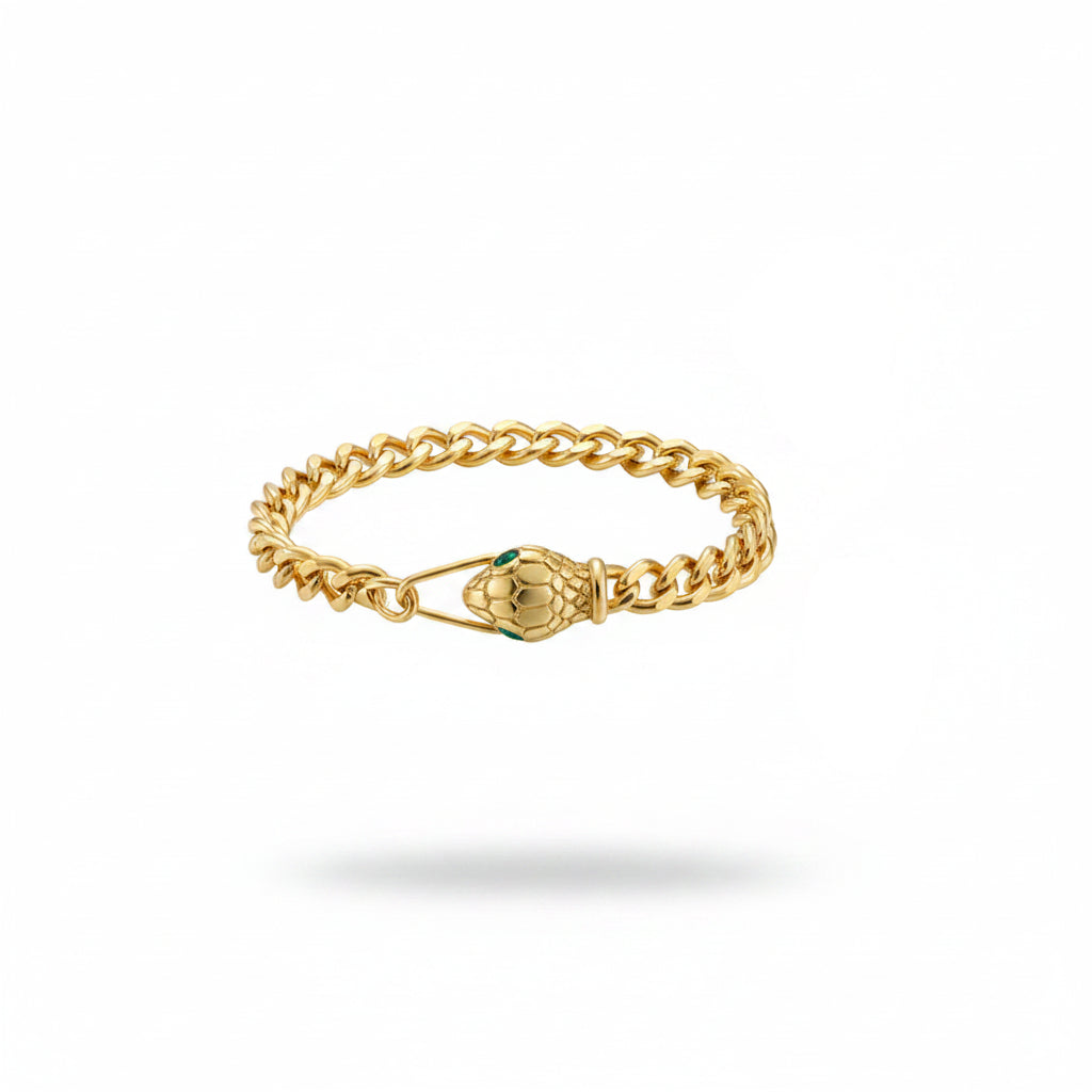 Vipera Non-Tarnish Stainless Steel Pave Gem-Eyed Bracelet