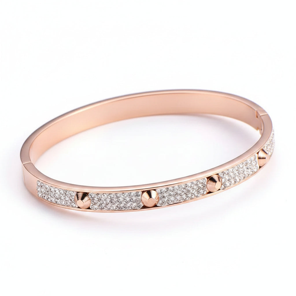 The Bold Horizon Rhinestone Studded Statement Bangle