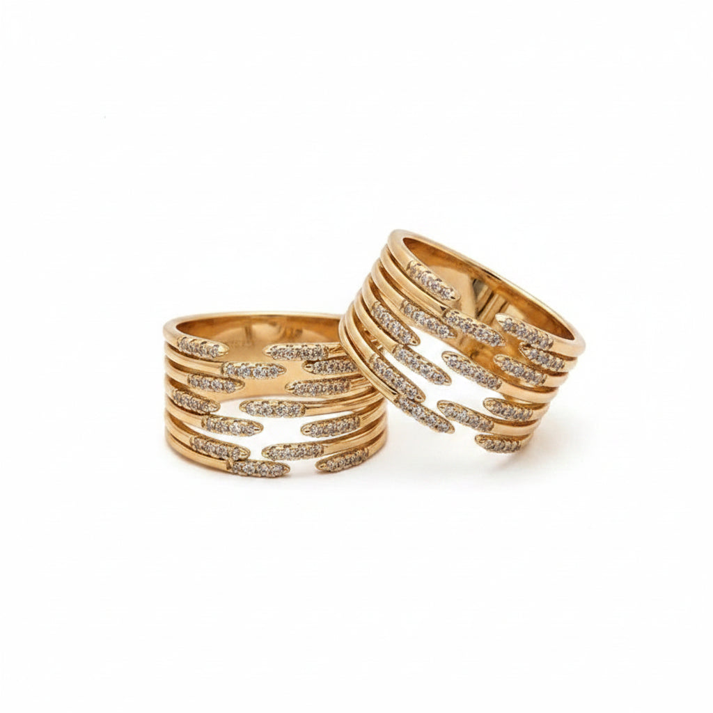The Linear Tri-Band Hollow Statement Ring